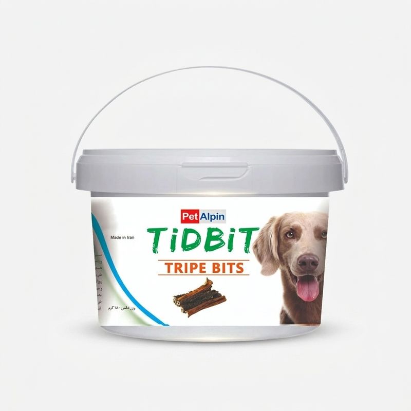 غذای تشویقی سگ تیدبیت مدل tripe bits وزن 180 گرم